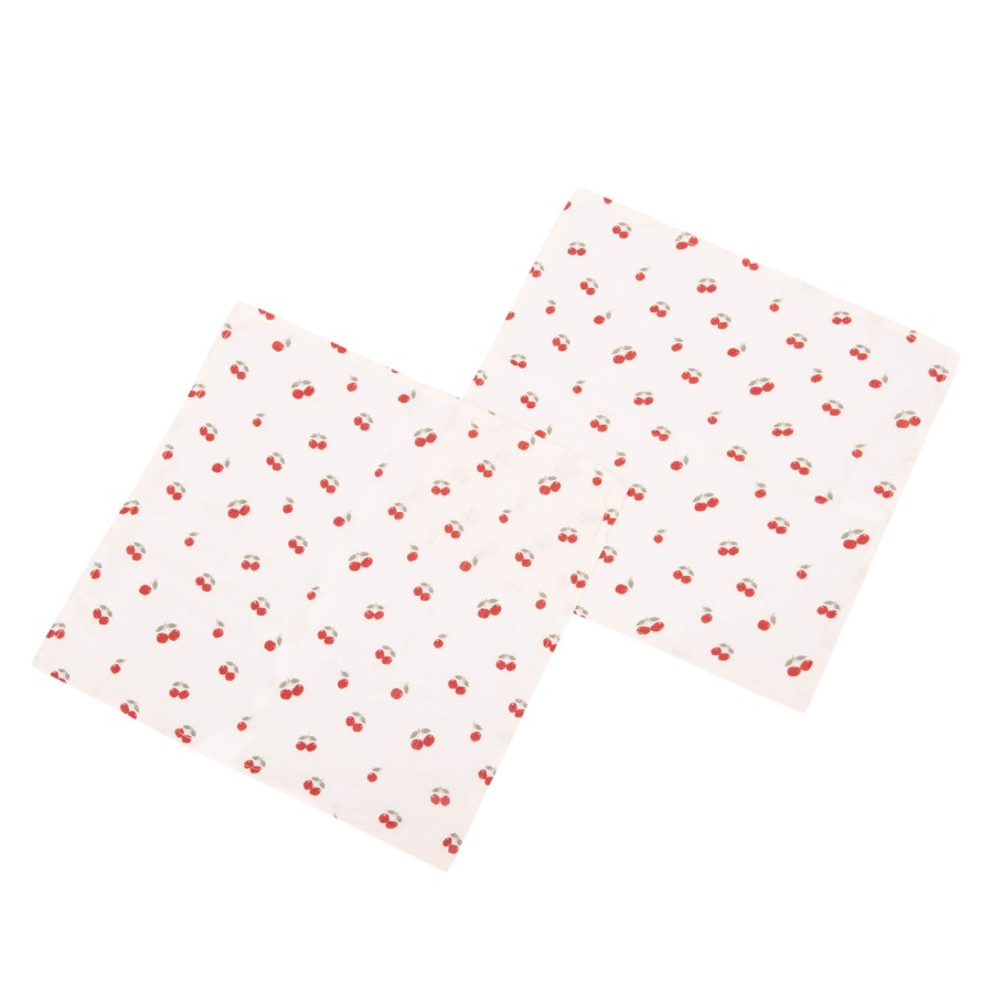 Zestaw pieluszek bambusowych o splocie muślinowym Wisienki 50x50 2 szt. / Samiboo