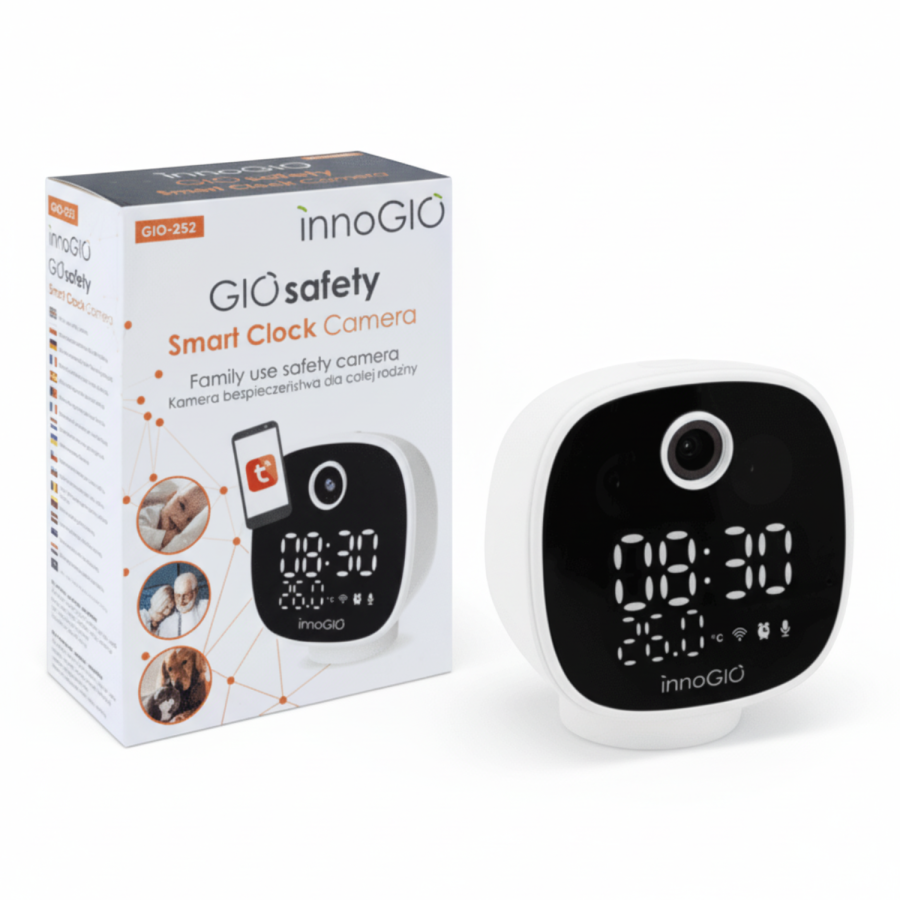 Kamera Wi-Fi Elektroniczna niania GIOsafety Smart Clock – kamera monitorująca do użytku rodzinnego / InnoGIO