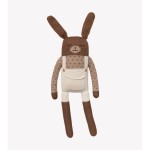 Duży dziergany królik z wełny alpaki - ecru overalls / Main Sauvage