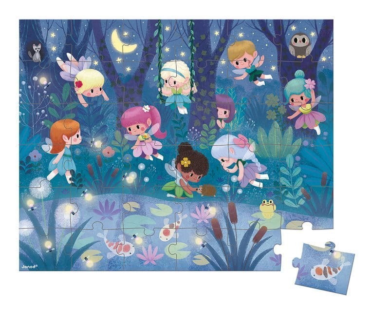 Puzzle w walizce Wróżki i lilie wodne - 36 elementów 4+ / Janod