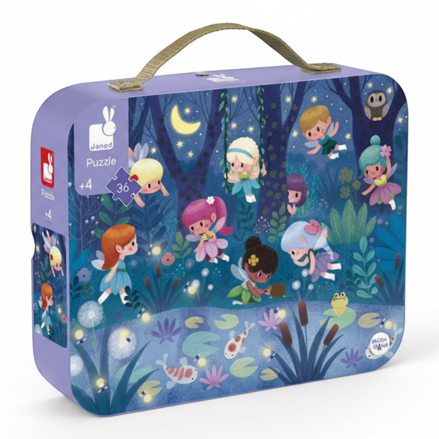 Puzzle w walizce Wróżki i lilie wodne - 36 elementów 4+ / Janod