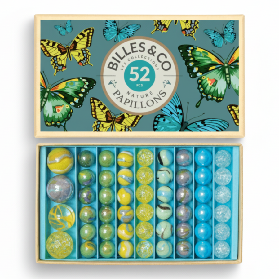 Szklane kulki NIEBIESKIE MOTYLE / Billes & Co