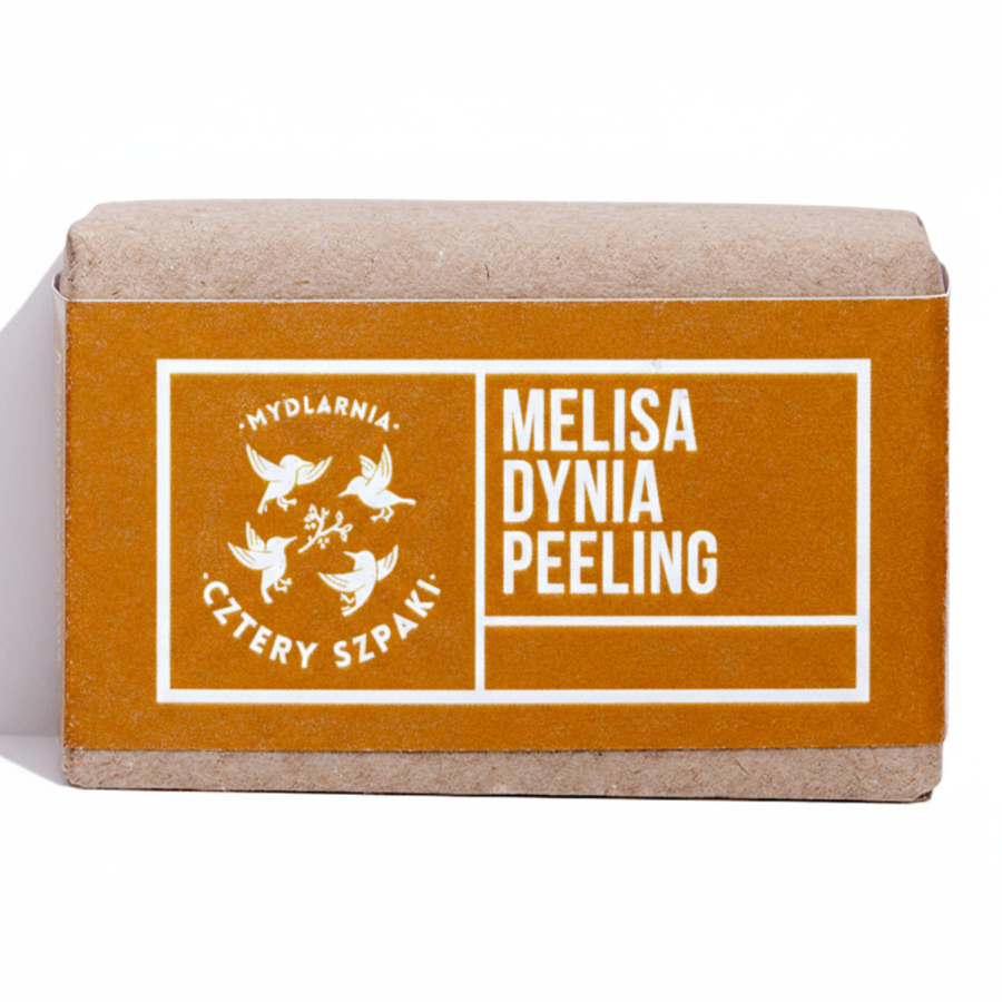 Peelingujące mydło Melisa i Dynia, 110 g / Mydlarnia Cztery Szpaki