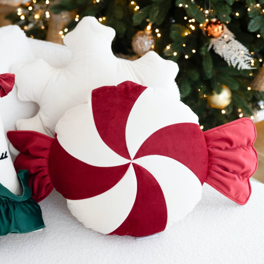 Poduszka cukierek, czerwono biała w stylu świątecznym 60cm / Cozy&Dozy
