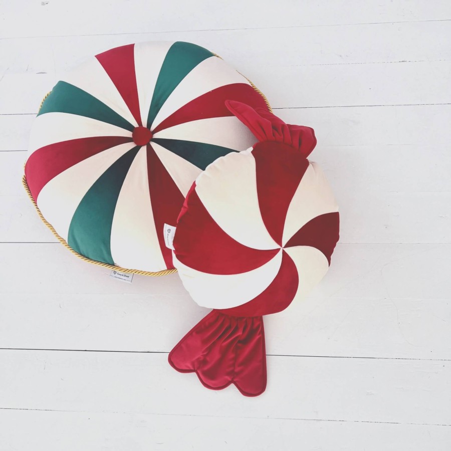 Poduszka cukierek, czerwono biała w stylu świątecznym 60cm / Cozy&Dozy