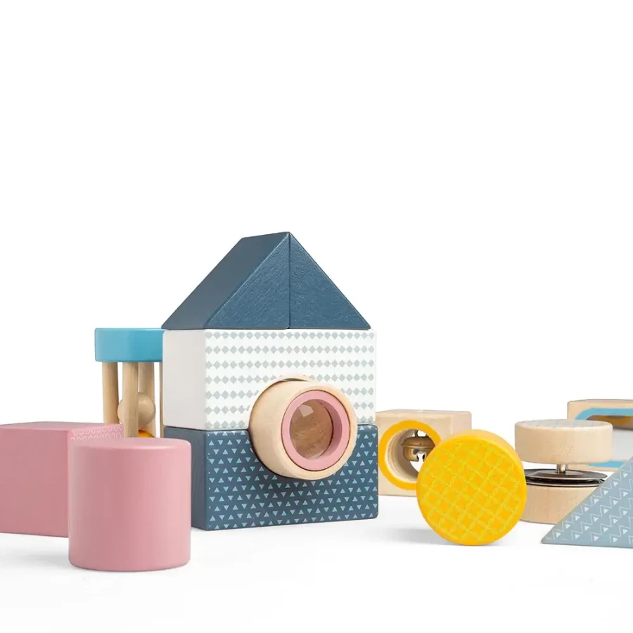 Zestaw drewnianych klocków sensorycznych / Bigjigs Toys