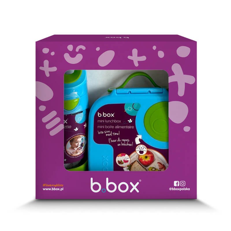 Zestaw Mini Lunchbox + Butelka tritanowa ze słomką 450 ml - Ocean Breeze / B.box