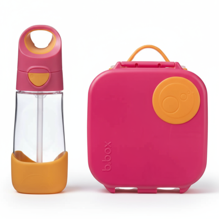 Zestaw Mini Lunchbox + Butelka tritanowa ze słomką 450 ml - Strawberry Shake / B.box