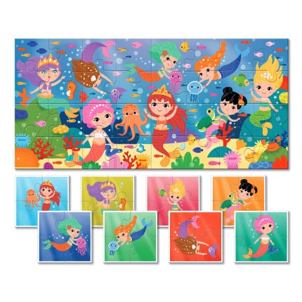 Baby puzzle - dwustronne puzzle dla najmłodszych - SYRENKI / Ludattica