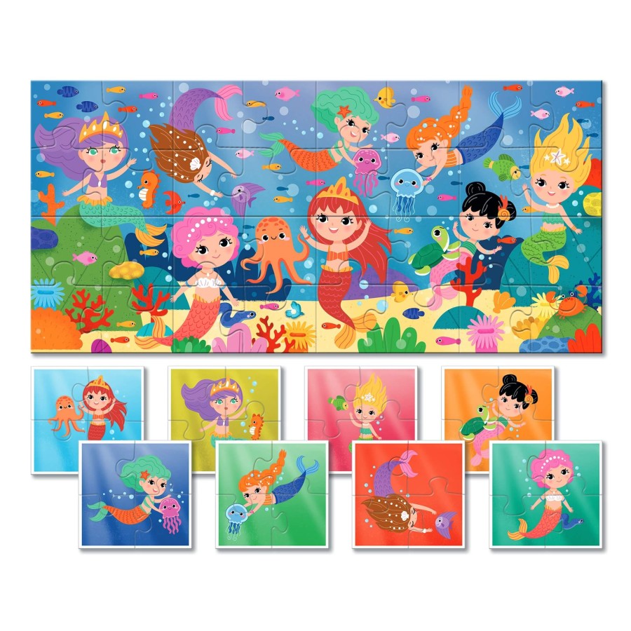 Baby puzzle - dwustronne puzzle dla najmłodszych - SYRENKI / Ludattica