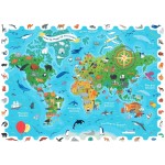 DETECTIVE PUZZLE - puzzle, gra detektywistyczna - MAPA ŚWIATA ze ZWIERZĘTAMI / Ludattica