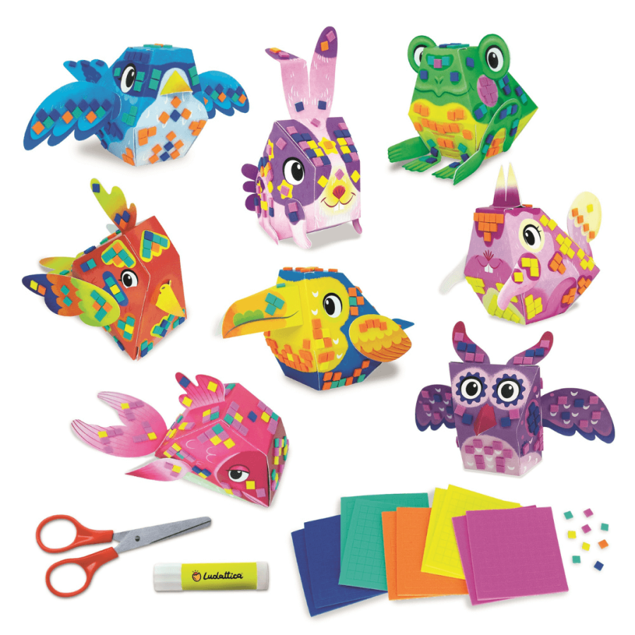 Zestaw kreatywny ze ZWIERZĘTAMI 3D – sztuka ZDOBIENIA MOZAIKĄ / Ludattica