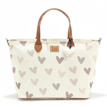 Torba dla mamy M - FEERIA PREMIUM - HEARTBEAT BEIGE / La Millou