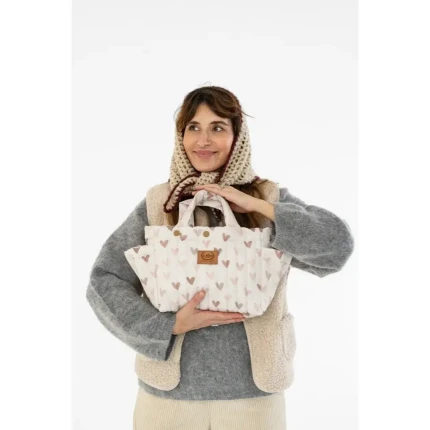 Organizer do wózka ortalion pikowany HEARTBEAT BEIGE / La Millou