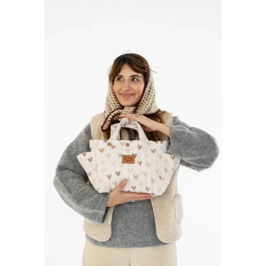 Organizer do wózka ortalion pikowany HEARTBEAT BEIGE / La Millou