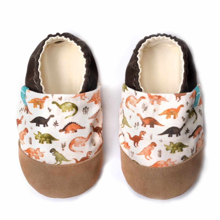 Kapcie do domu, żłobka, przedszkola - BROWN DINO / TITOT