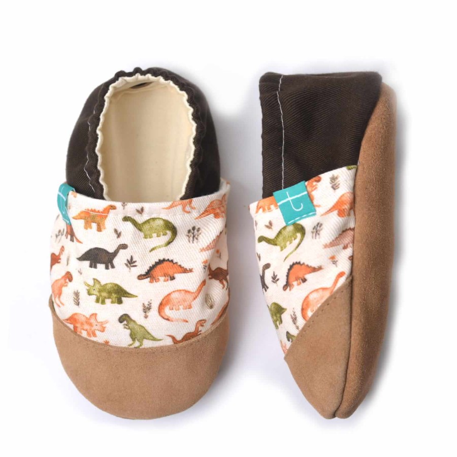 Kapcie do domu, żłobka, przedszkola - BROWN DINO / TITOT