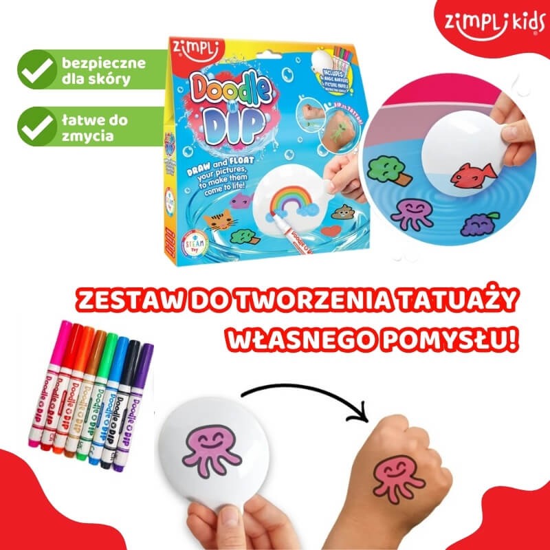 Zestaw tatuaży do wody + flamastry / Zimpli Kids