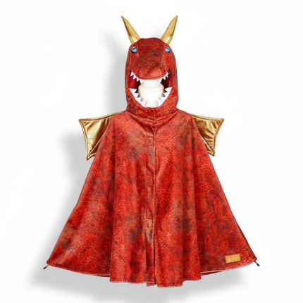 Kostium peleryna z kapturem - maską czerwony smok Red dragon, 4-7 lat / Souza!