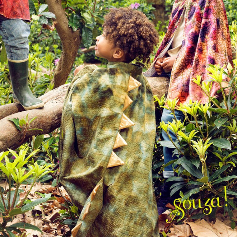 Kostium peleryna z kapturem - maską zielony dinozaur T-rex, 4-7 lat / Souza!