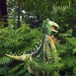 Kostium peleryna z kapturem - maską zielony dinozaur T-rex, 4-7 lat / Souza!