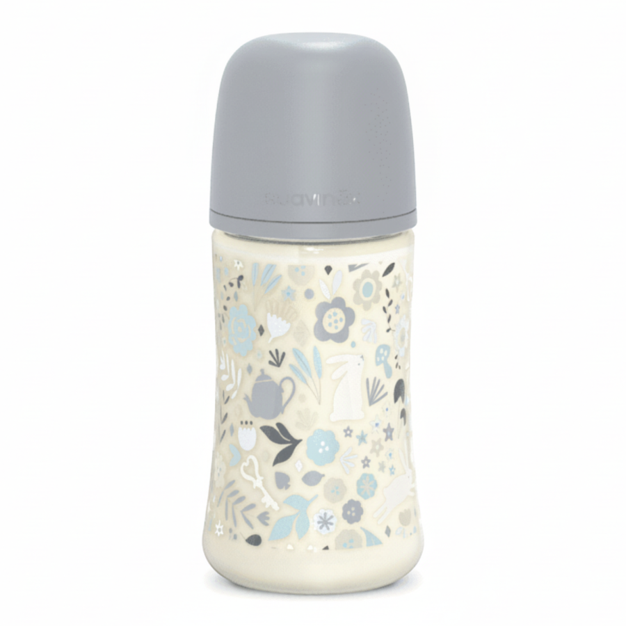 Butelka 270 ml ze smoczkiem fizjologicznym SX Pro o średnim przepływie - niebieska liberty Wonderland / Suavinex