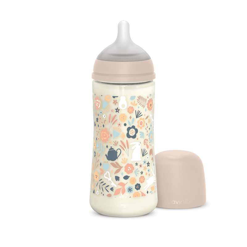 Butelka 360 ml ze smoczkiem fizjologicznym SX Pro o szybkim przepływie - różowa liberty Wonderland / Suavinex