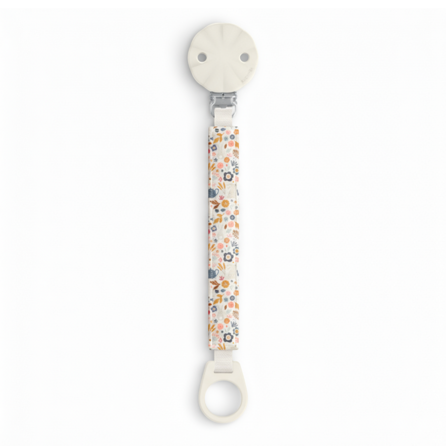 Klips do smoczka z tasiemką Wonderland - beżowy liberty / Suavinex