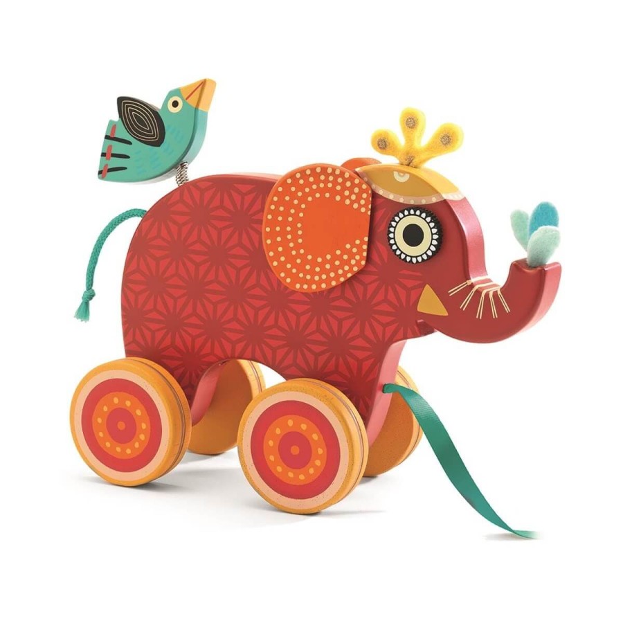 Drewniana zabawka do ciągnięcia słonik / Djeco