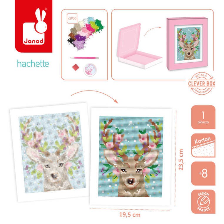 Zestaw kreatywny Haft diamentowy Malowanie diamentami Jeleń 8+ / Janod