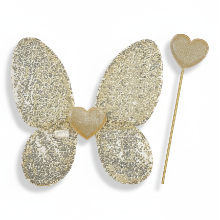 Złote skrzydła z cekinami i różdżka serce Phoebe / Souza!