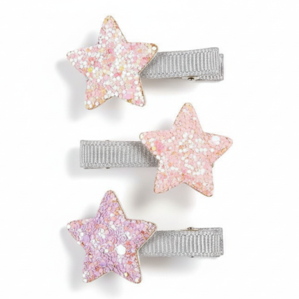 Spinki do włosów różowe gwiazdki Naomie, 3 szt. / Souza!