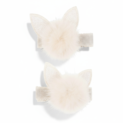 Spinki do włosów futerkowe białe Kotki, 2 szt. / Souza!