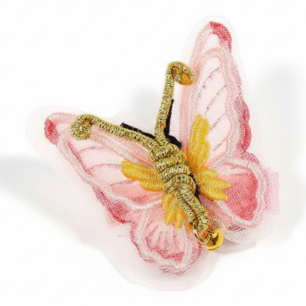 Spinka do włosów haftowany motyl Semmy różowo-złoty / Souza!
