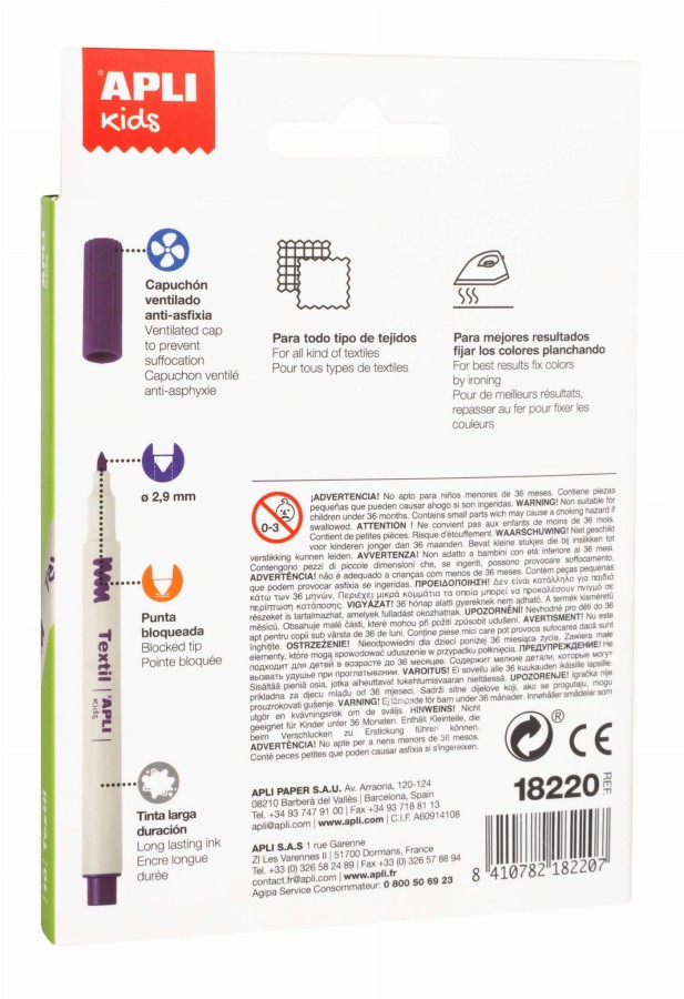 Flamastry tekstylne - 10 kolorów / Apli Kids