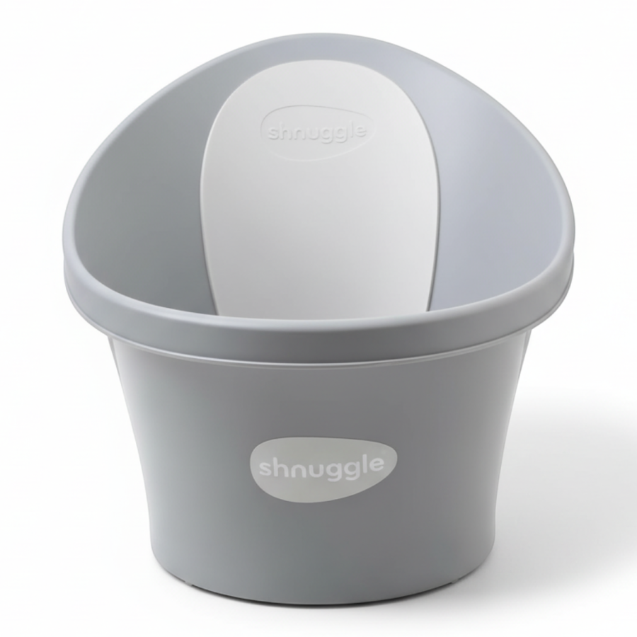 Wanienka z  odpływem i piankowym oparciem - Pebble Grey / Shnuggle Baby