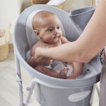 Wanienka z  odpływem i piankowym oparciem - Pebble Grey / Shnuggle Baby