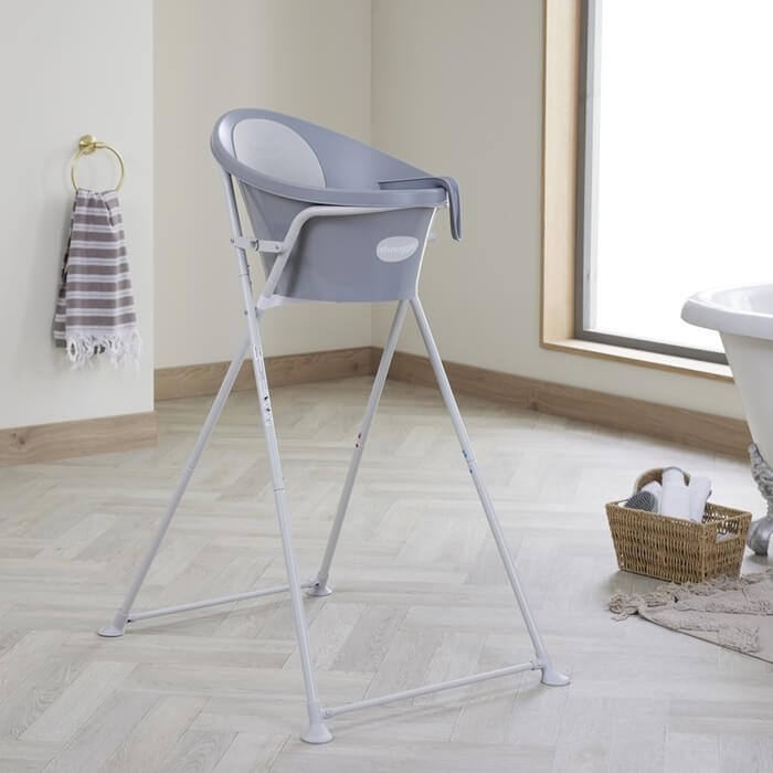 Wanienka z  odpływem i piankowym oparciem - Pebble Grey / Shnuggle Baby