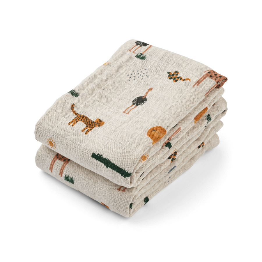Chusteczki muślinowe Lewis, 2 szt. - Safari sandy mix / Liewood
