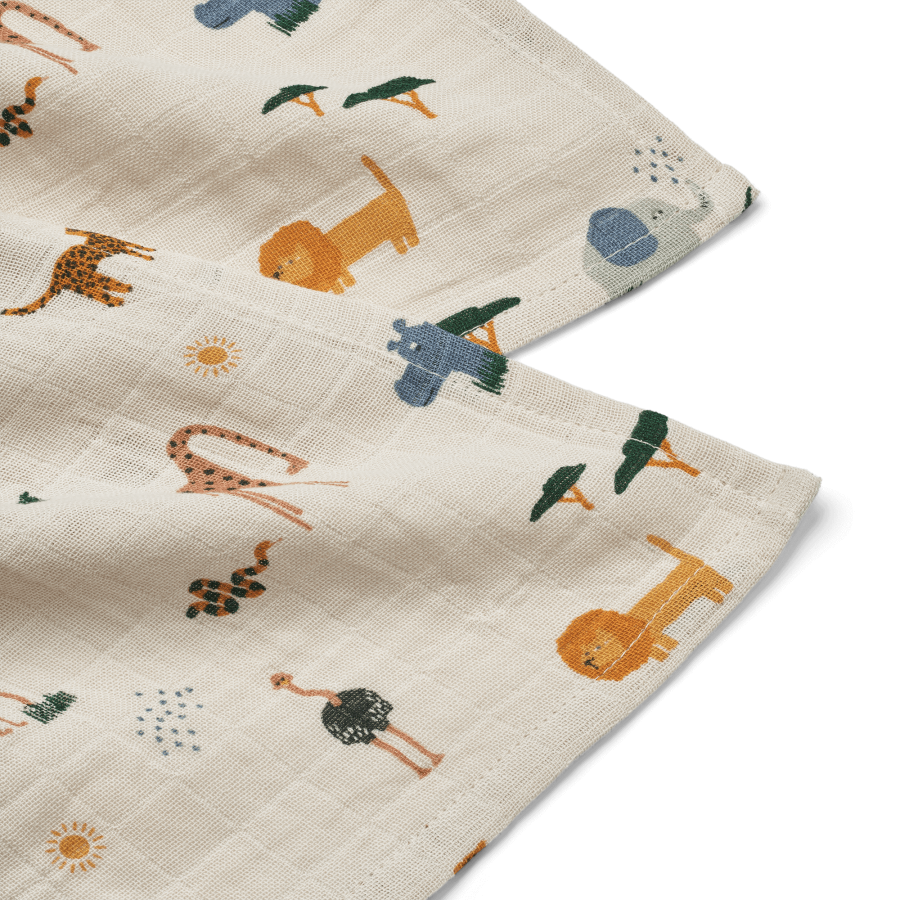 Chusteczki muślinowe Lewis, 2 szt. - Safari sandy mix / Liewood