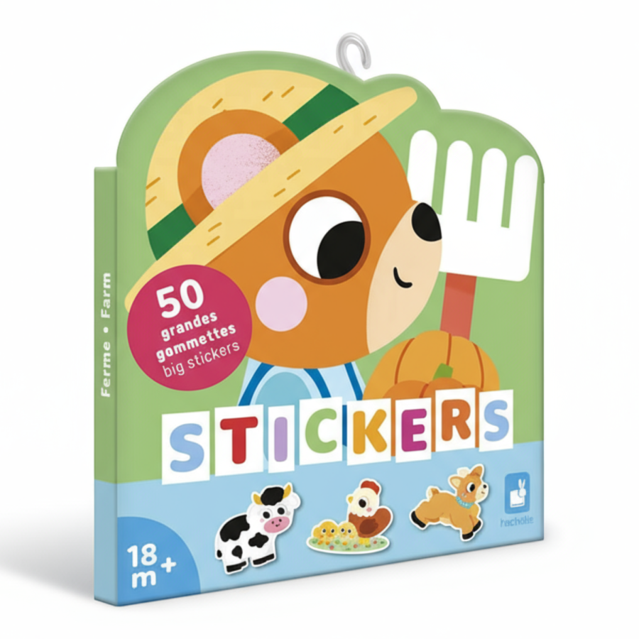 Duże naklejki wielorazowe 50 szt. Farma 18m+ / Janod