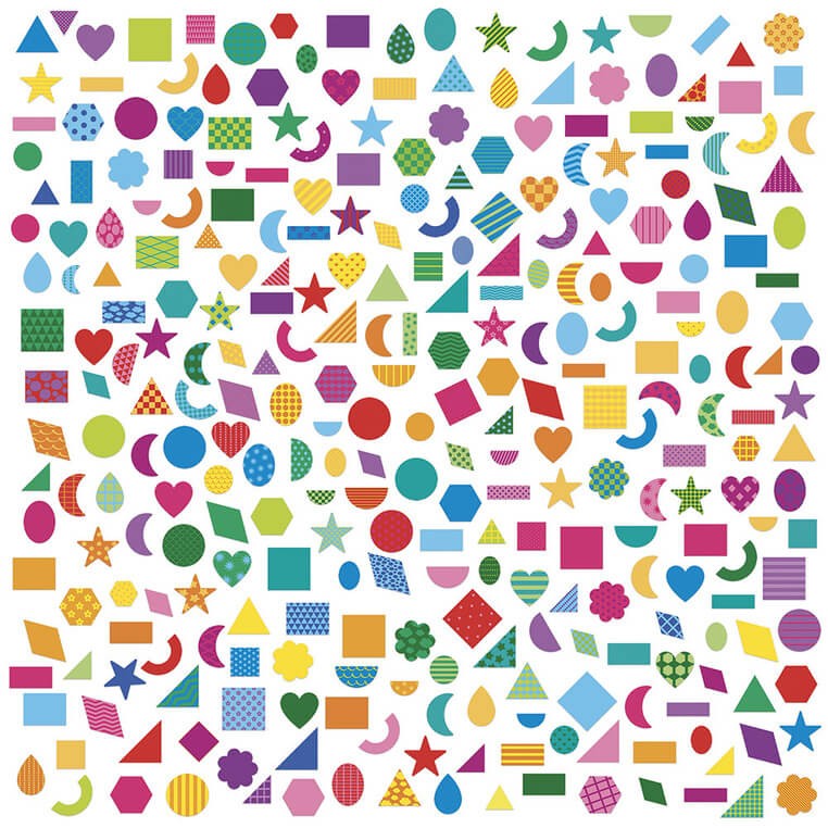 Naklejki wielorazowe 300 szt. Figury geometryczne 3+ / Janod