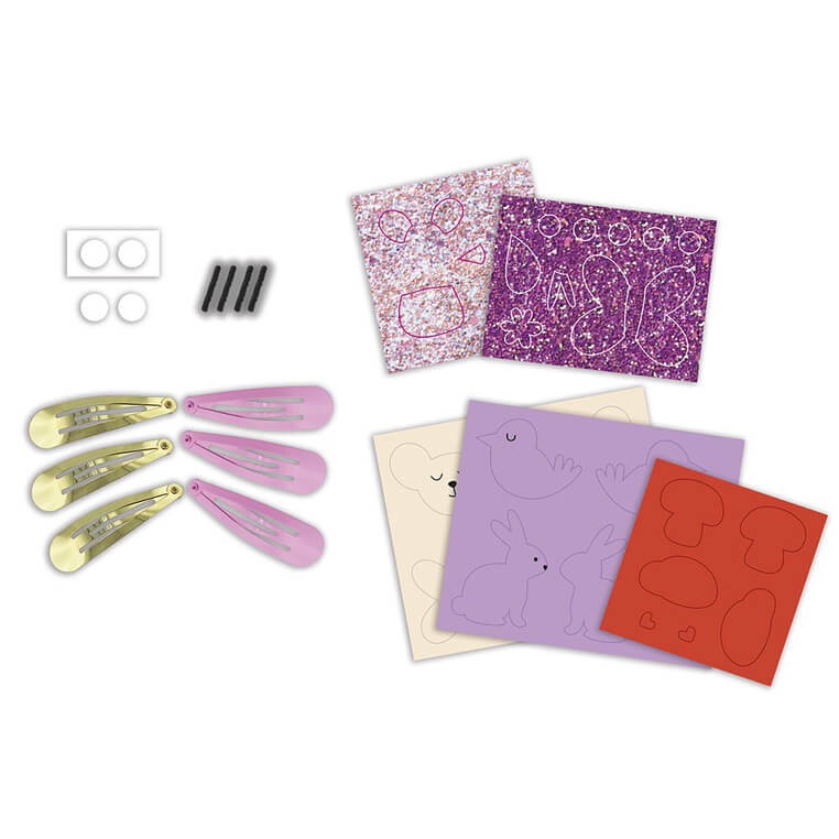 Zestaw kreatywny do tworzenia biżuterii Brokatowe spinki do włosów Ogród 5+ / Janod