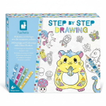 Zestaw kreatywny Rysowanie krok po kroku z brokatowymi markerami 20 rysunków i kolorowanek 6+ / Janod