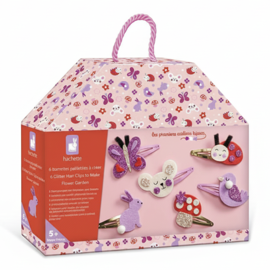 Zestaw kreatywny do tworzenia biżuterii Brokatowe spinki do włosów Ogród 5+ / Janod