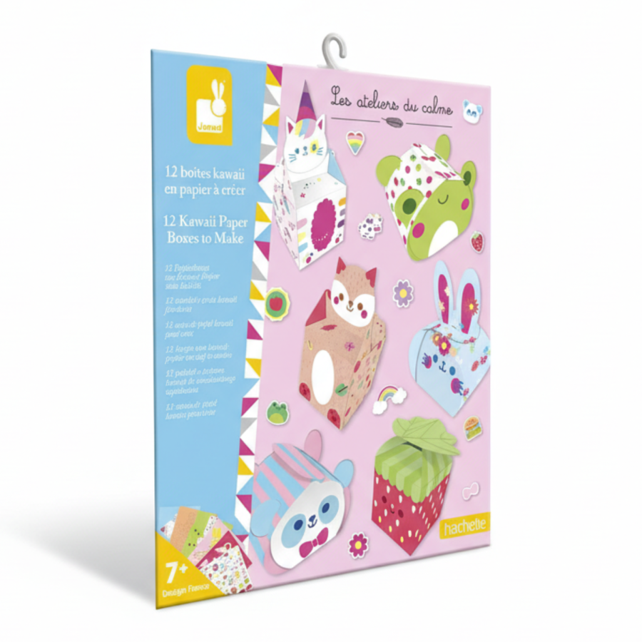 Zestaw kreatywny 12 pudełek z papieru kawaii do samodzielnego wykonania 7+ / Janod