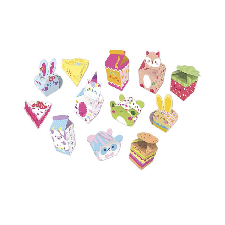 Zestaw kreatywny 12 pudełek z papieru kawaii do samodzielnego wykonania 7+ / Janod