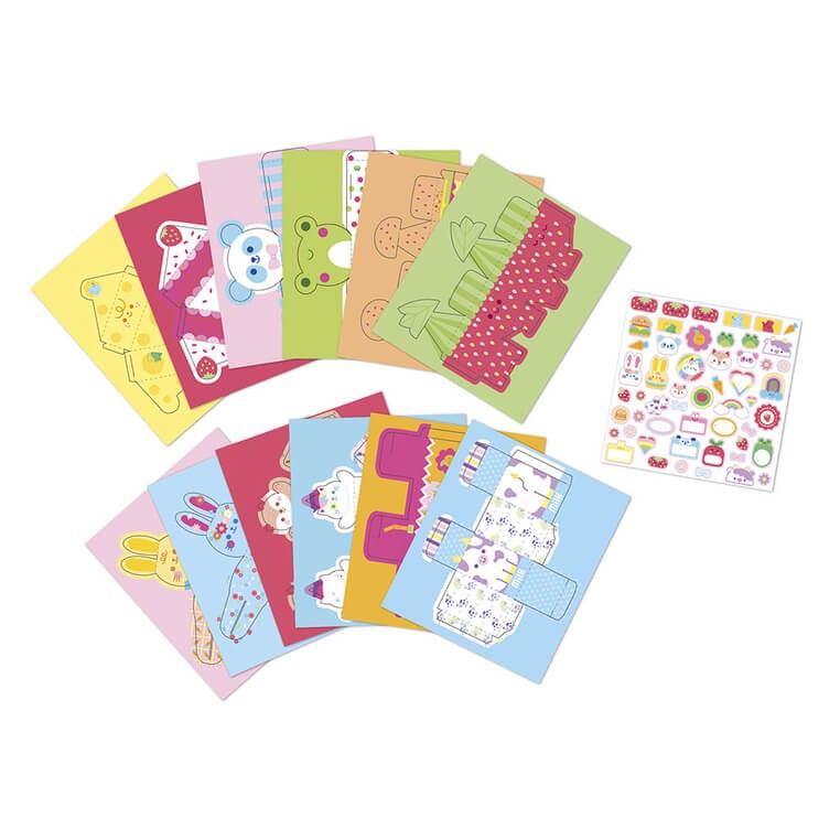 Zestaw kreatywny 12 pudełek z papieru kawaii do samodzielnego wykonania 7+ / Janod