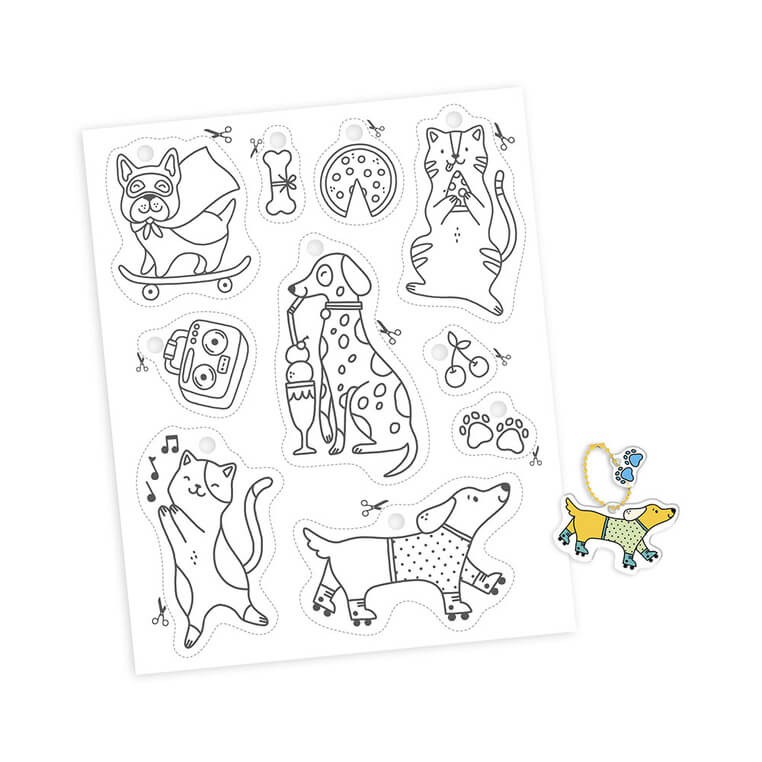 Odzoby z termokurczliwego plastiku do samodzielnego wykonania 10 szt. Koty i psy 7+ / Janod