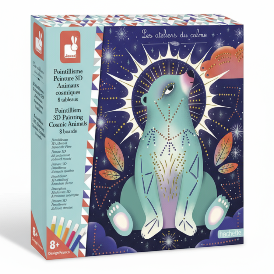 Zestaw kreatywny Malowanie kropkami Puentylizm 3D Kosmiczne zwierzęta 8+ / Janod